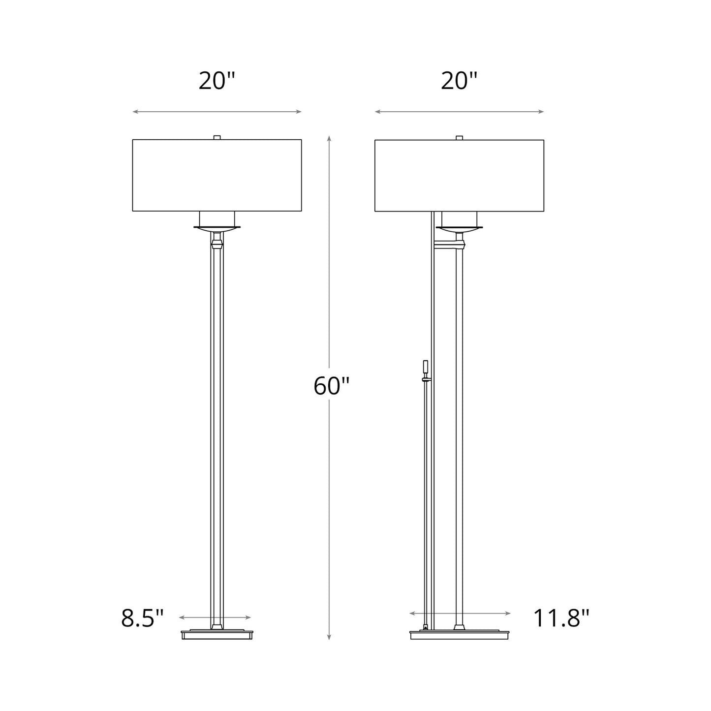 Rook Floor Lamp - line drawing.