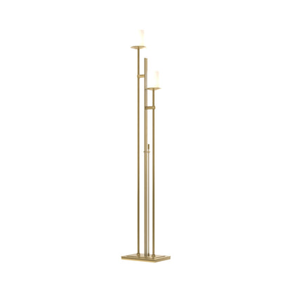 Rook Twin Floor Lamp in Modern Brass.