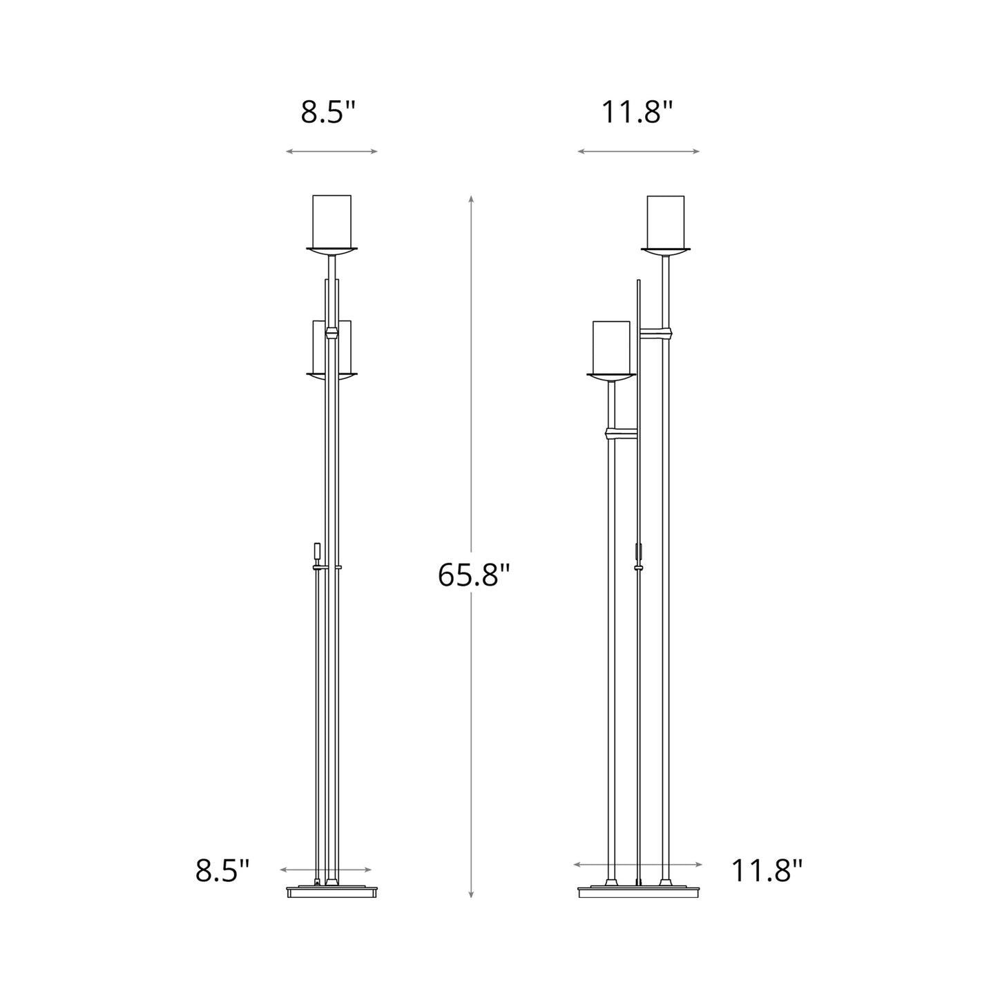 Rook Twin Floor Lamp - line drawing.