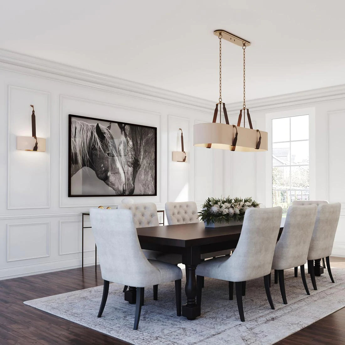 Saratoga Oval Pendant Light in dining room.