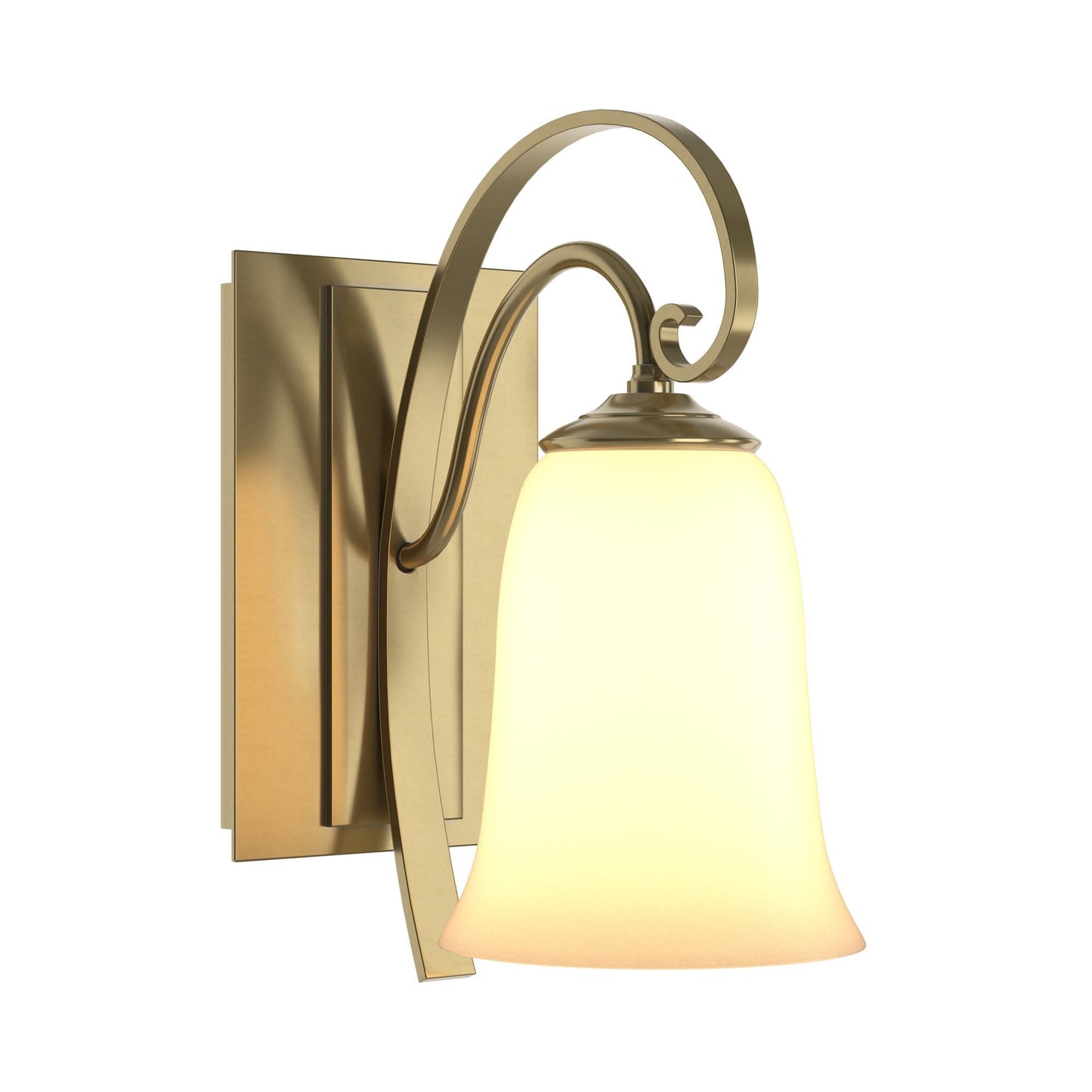 Scroll Bath Wall Light in Modern Brass.