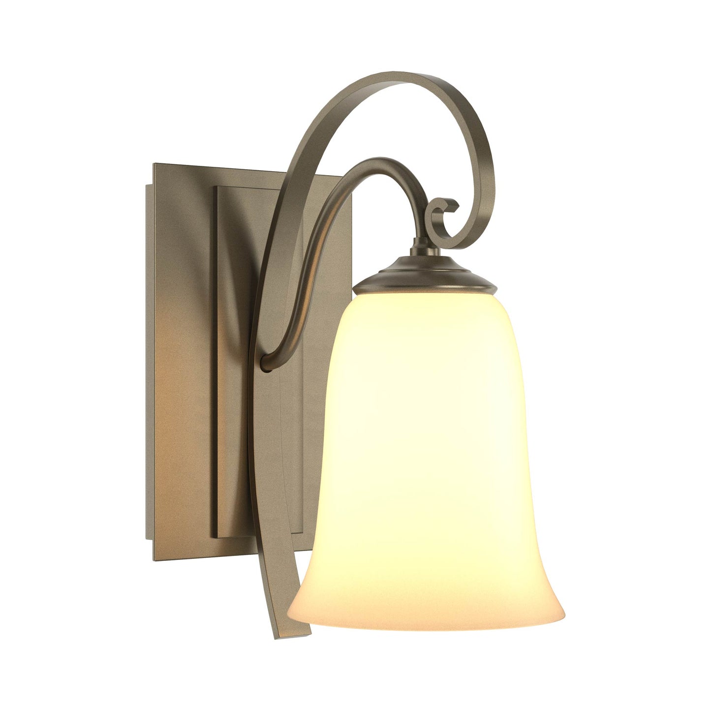 Scroll Bath Wall Light in Soft Gold.