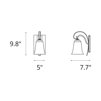 Scroll Bath Wall Light - line drawing.