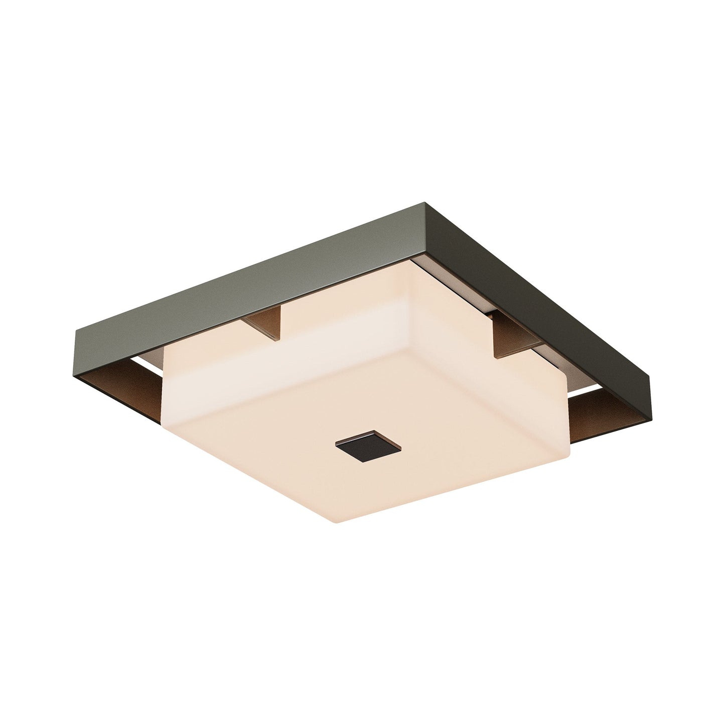 Shadow Box Outdoor Flush Mount Ceiling Light in Coastal Dark Smoke/Coastal Burnished Steel (Small).