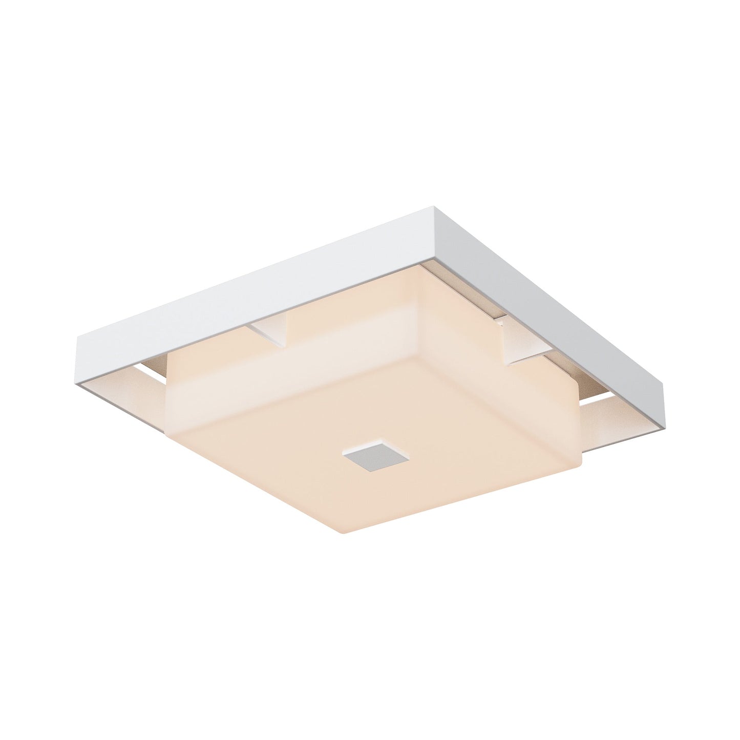 Shadow Box Outdoor Flush Mount Ceiling Light in Coastal White/Coastal Burnished Steel (Small).