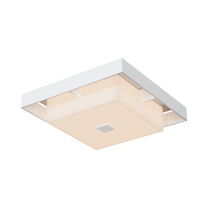 Shadow Box Outdoor Flush Mount Ceiling Light in Coastal White/Coastal Burnished Steel (Small).
