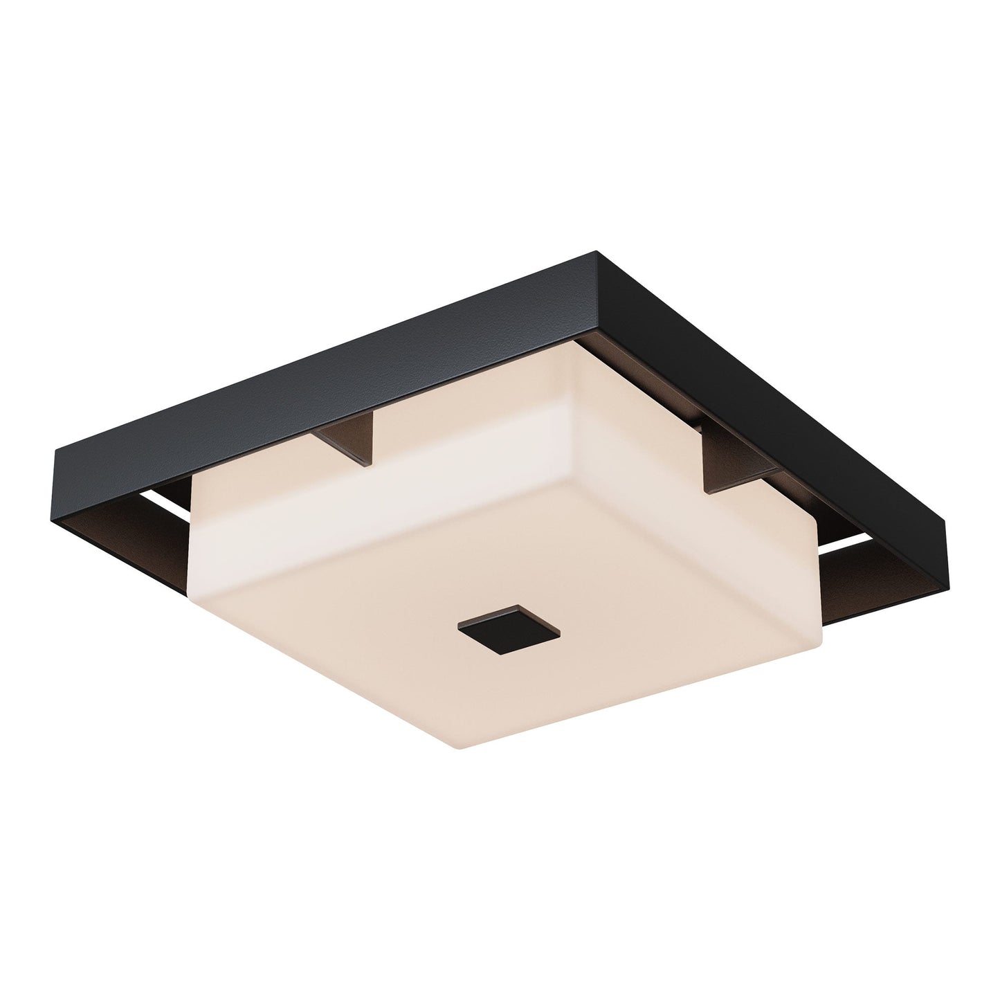 Shadow Box Outdoor Flush Mount Ceiling Light in Coastal Black/Coastal Black (Large).