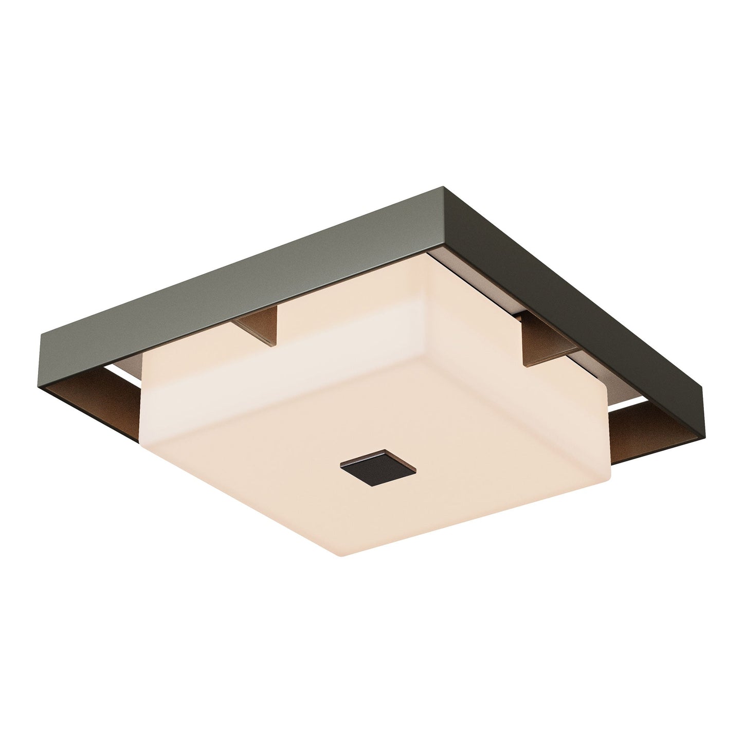 Shadow Box Outdoor Flush Mount Ceiling Light in Coastal Dark Smoke/Coastal Burnished Steel (Large).