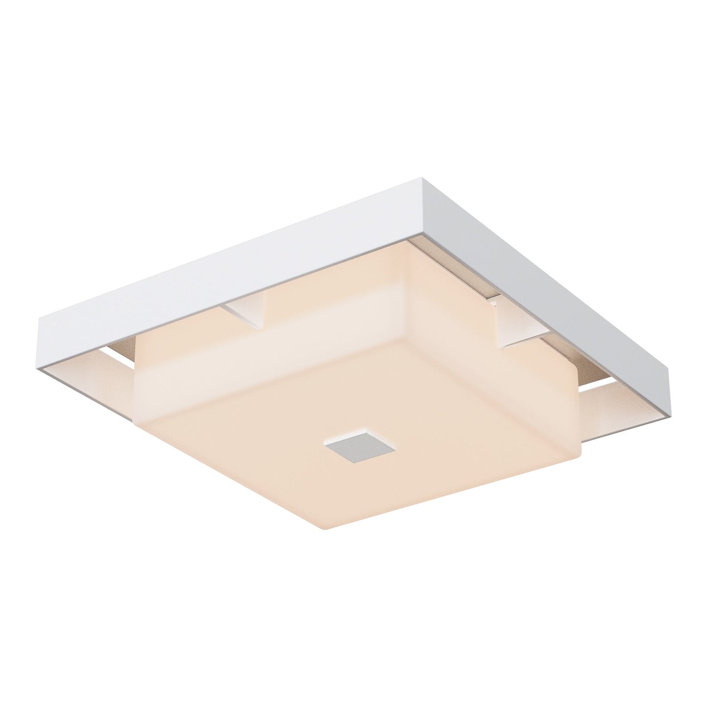 Shadow Box Outdoor Flush Mount Ceiling Light in Coastal White/Coastal Burnished Steel (Large).