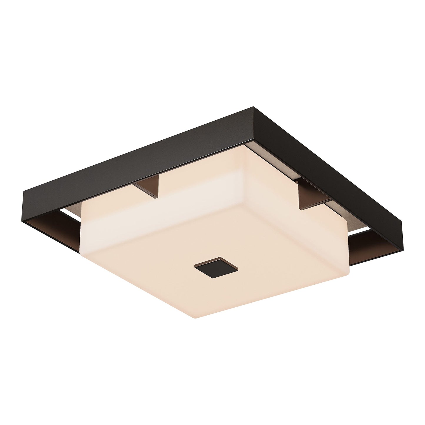 Shadow Box Outdoor Flush Mount Ceiling Light in Oil Rubbed Bronze/Coastal Burnished Steel (Large).