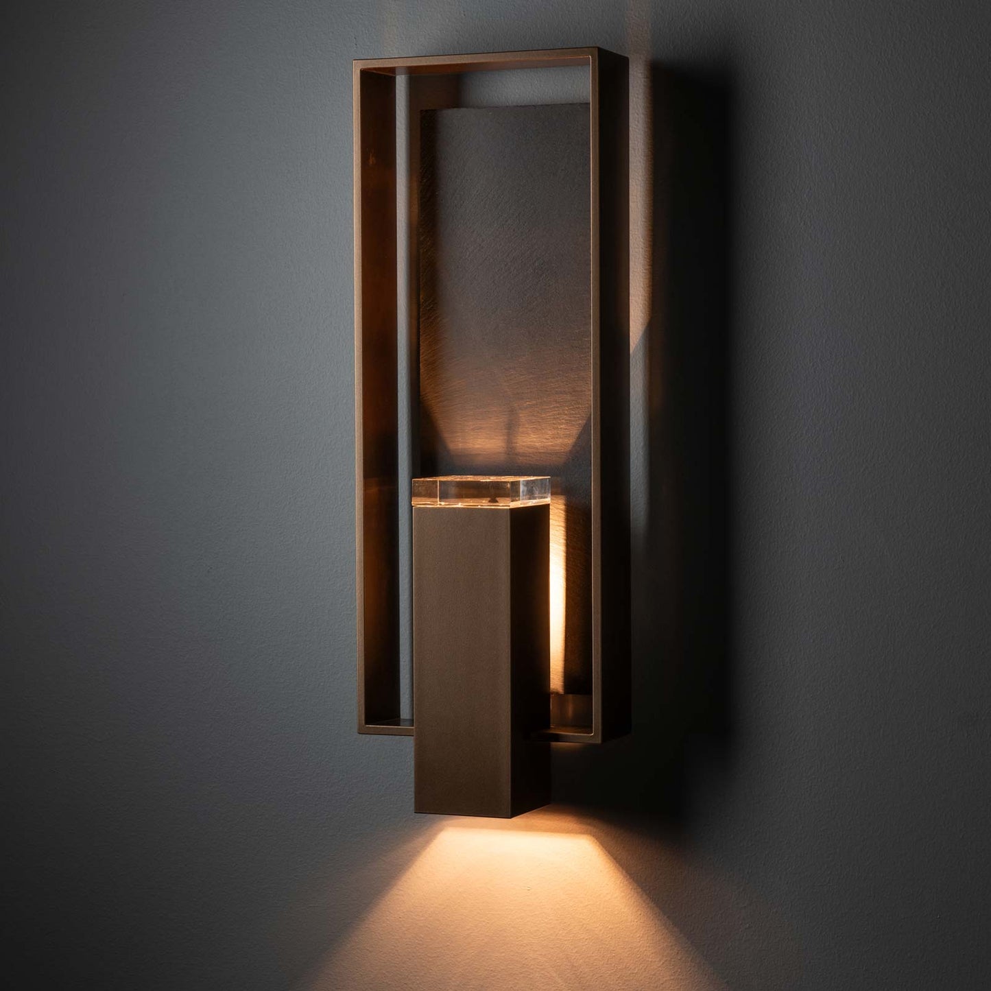 Shadow Box Outdoor Vertical Wall Light in Detail.