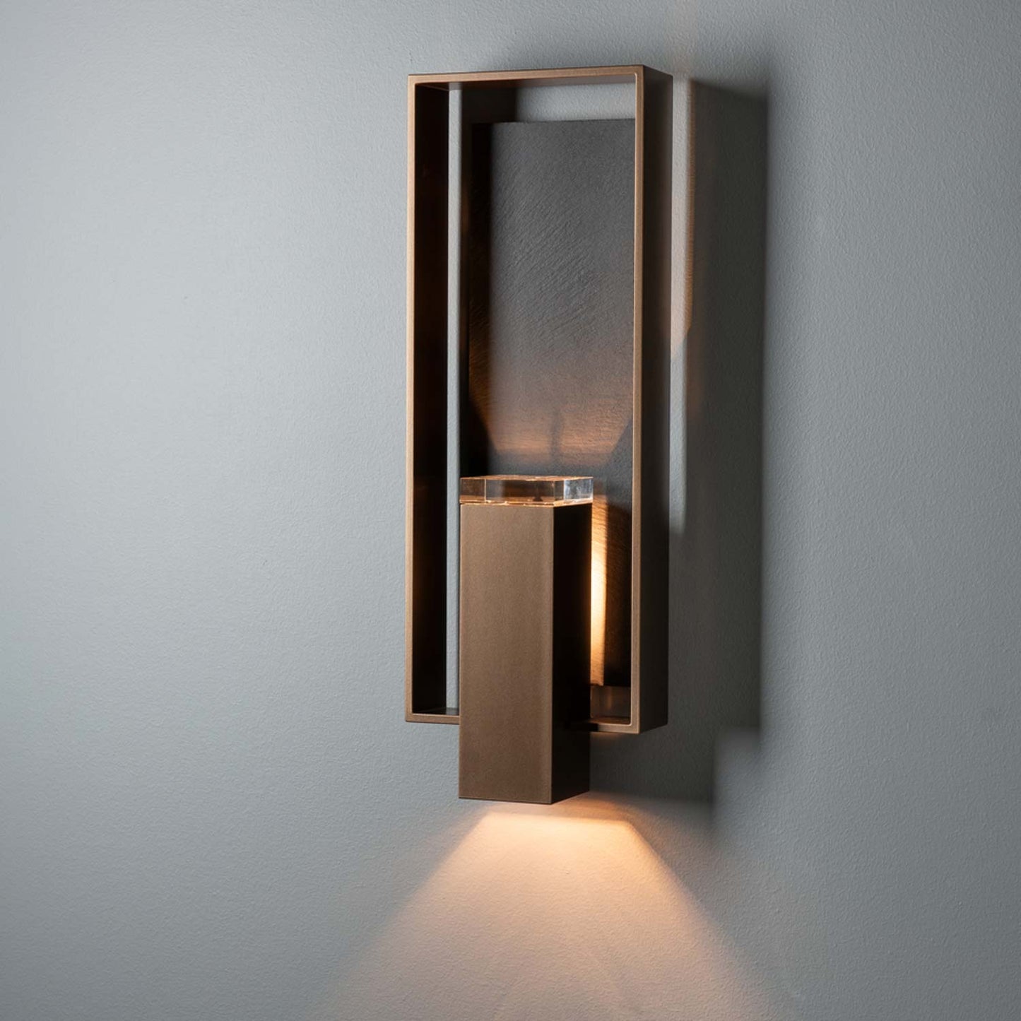 Shadow Box Outdoor Vertical Wall Light in Detail.