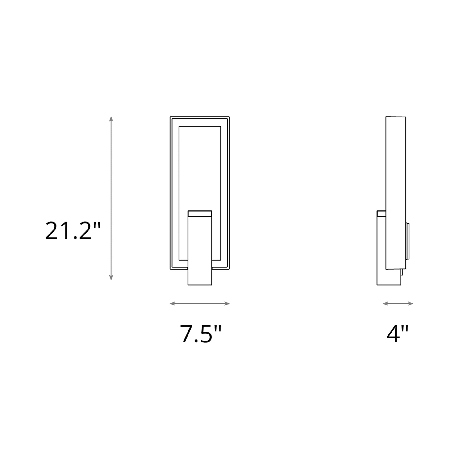 Shadow Box Outdoor Vertical Wall Light - line drawing.