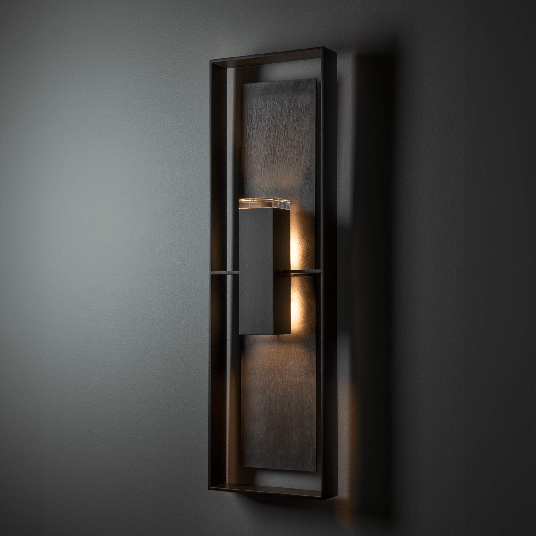 Shadow Box Tall Dark Sky Outdoor Wall Light in Detail.