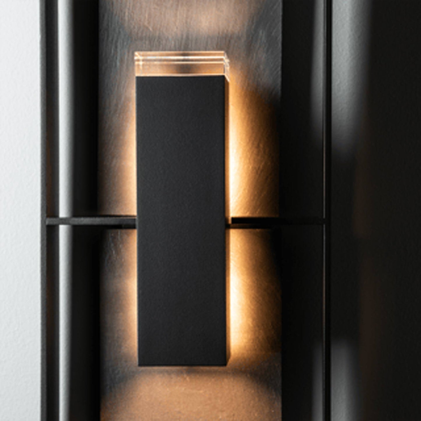 Shadow Box Tall Dark Sky Outdoor Wall Light in Detail.