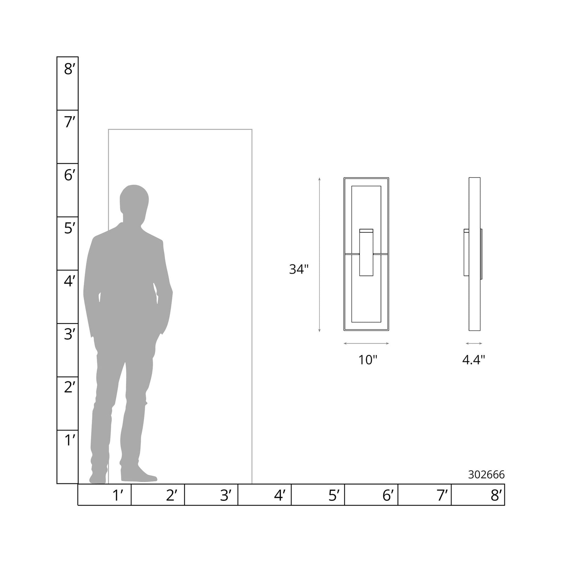 Shadow Box Tall Dark Sky Outdoor Wall Light - line drawing.
