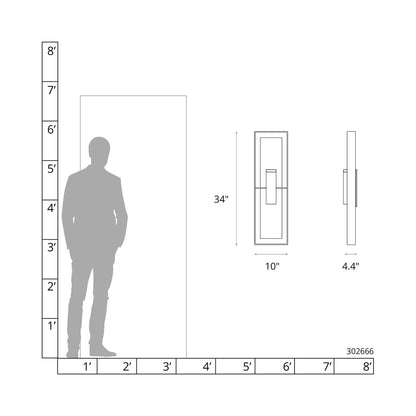 Shadow Box Tall Dark Sky Outdoor Wall Light - line drawing.