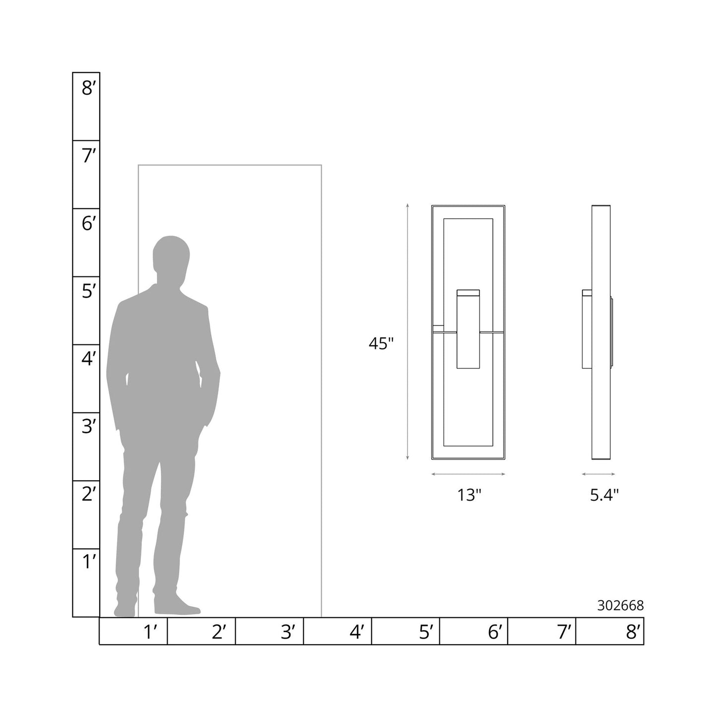 Shadow Box Tall Dark Sky Outdoor Wall Light - line drawing.