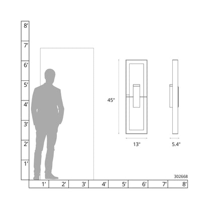 Shadow Box Tall Dark Sky Outdoor Wall Light - line drawing.