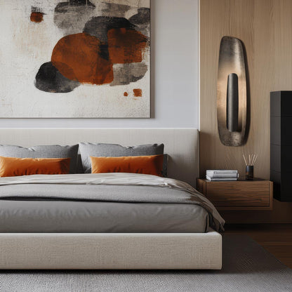 Shield Large LED Wall Light in bedroom.