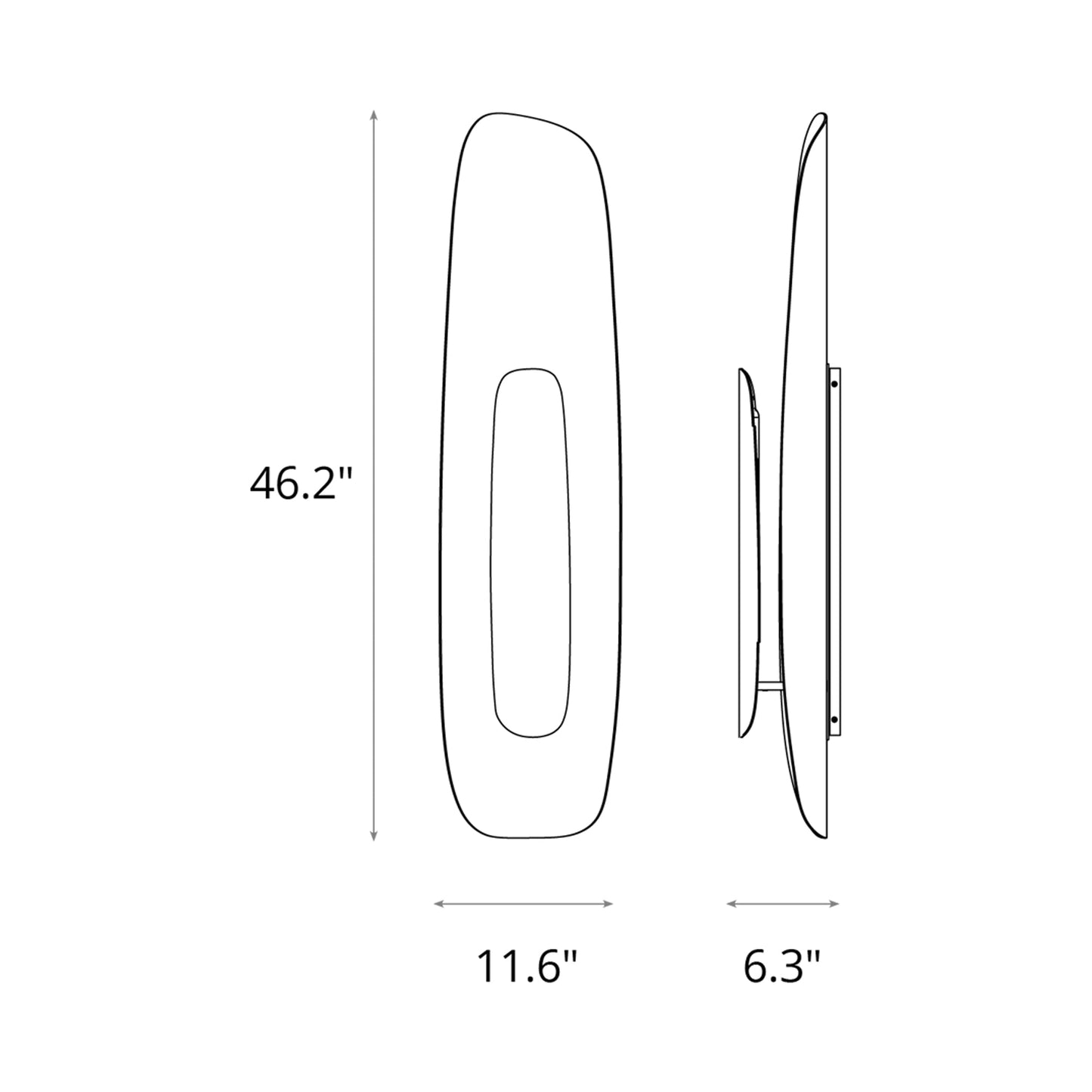 Shield Large LED Wall Light - line drawing.