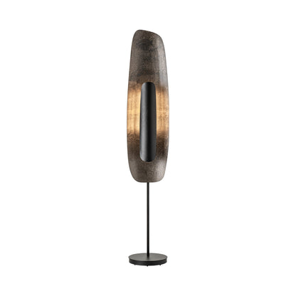 Shield LED Floor Lamp in Black/Clear Steel.