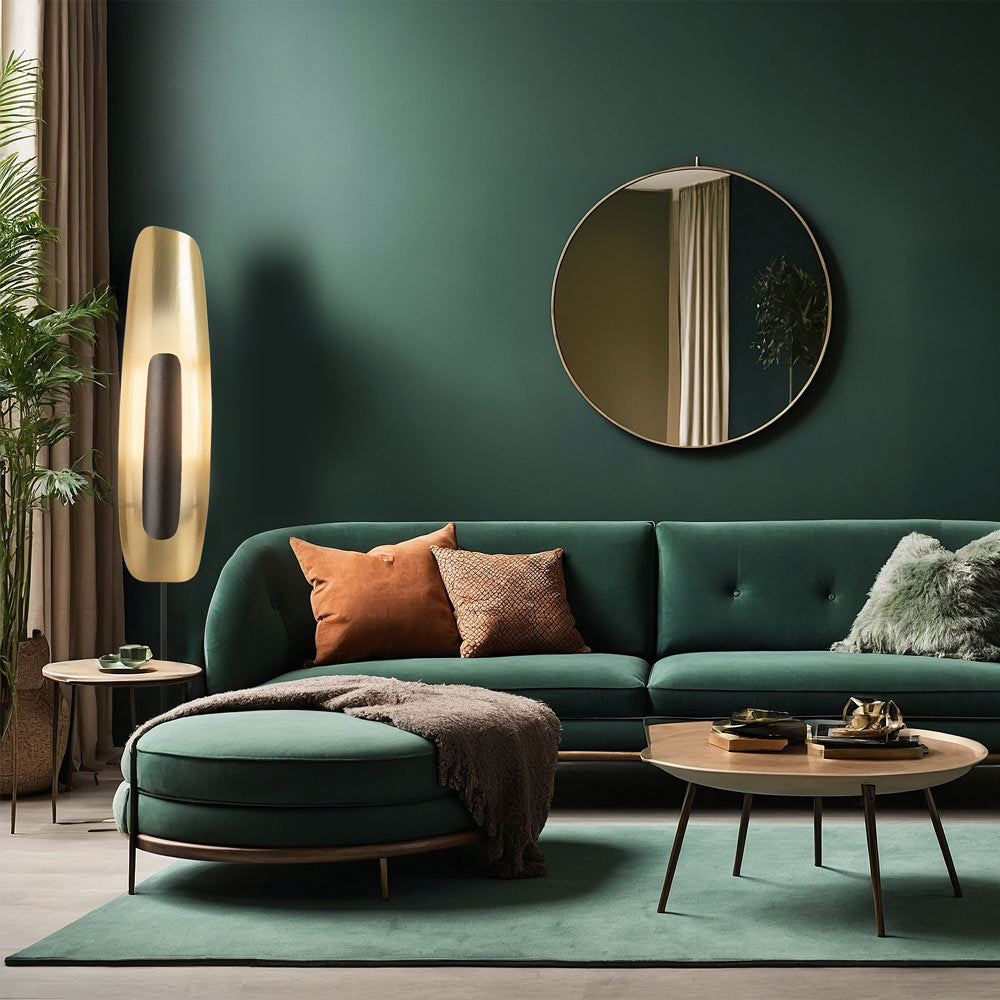 Shield LED Floor Lamp in living room.