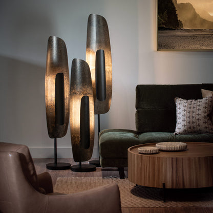 Shield LED Floor Lamp in living room.