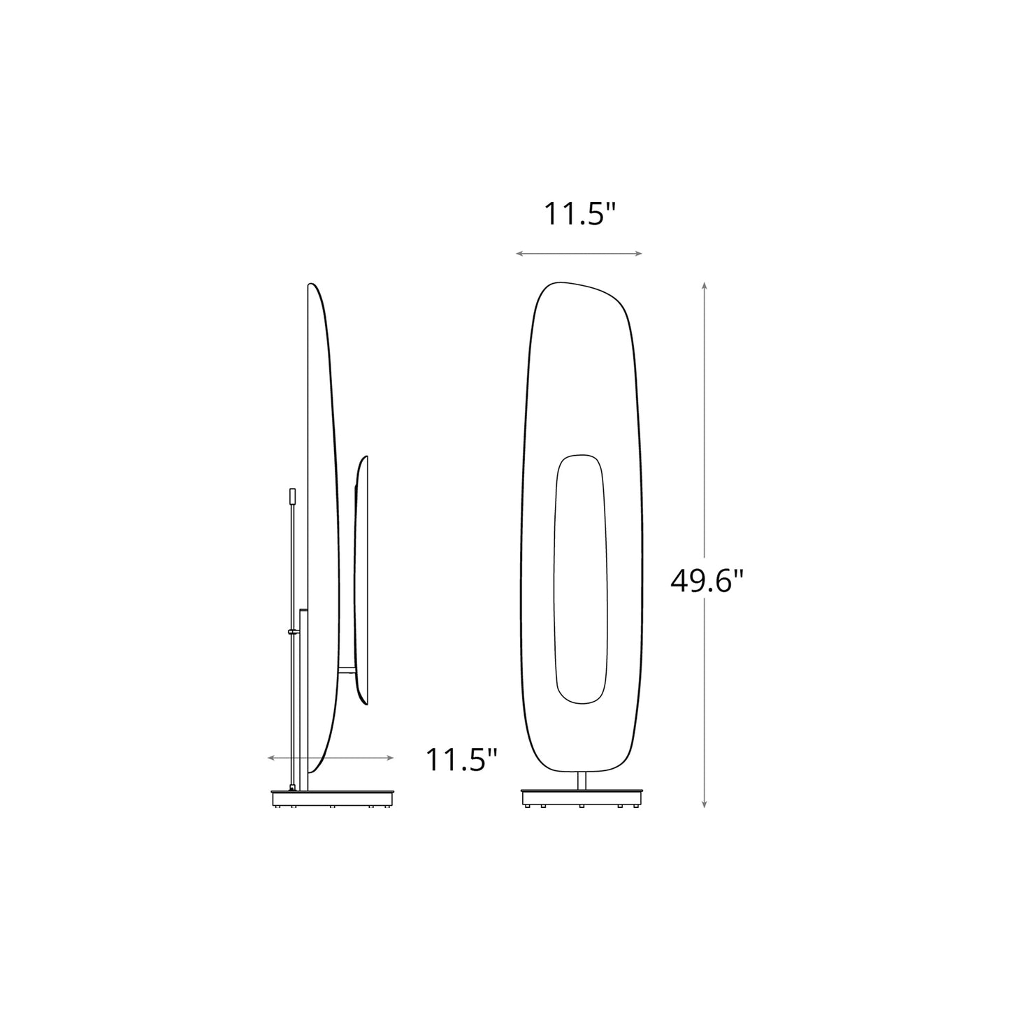 Shield LED Floor Lamp - line drawing.