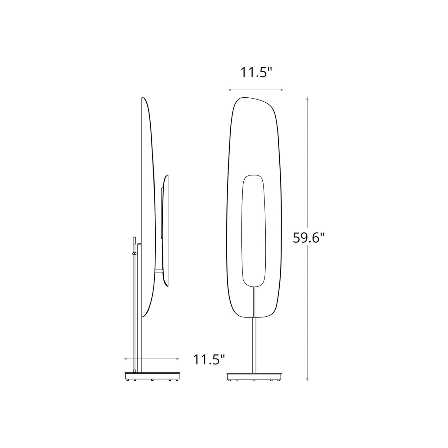 Shield LED Floor Lamp - line drawing.