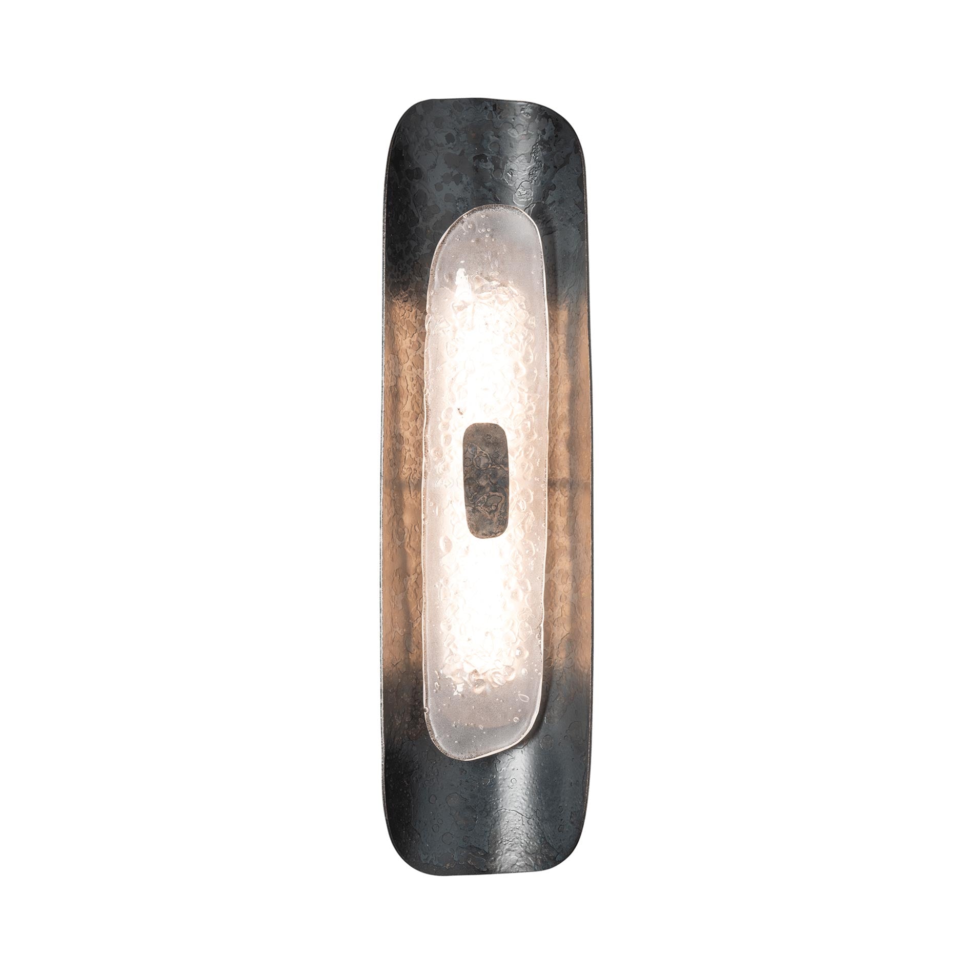 Shield Small LED Wall Light in Black/Clear Steel.