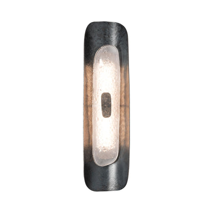 Shield Small LED Wall Light in Black/Clear Steel.