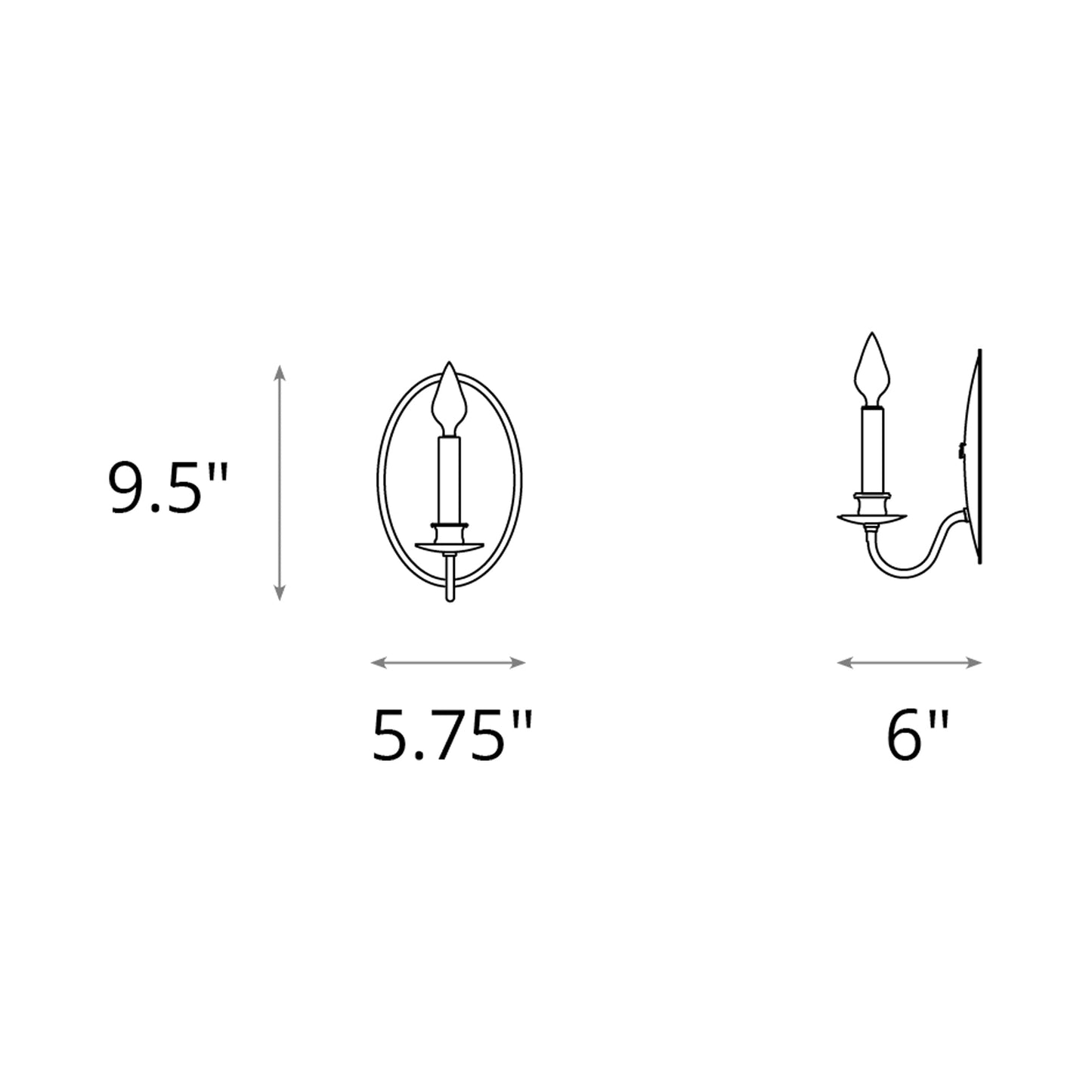 Simple Lines Candle Wall Light - line drawing.