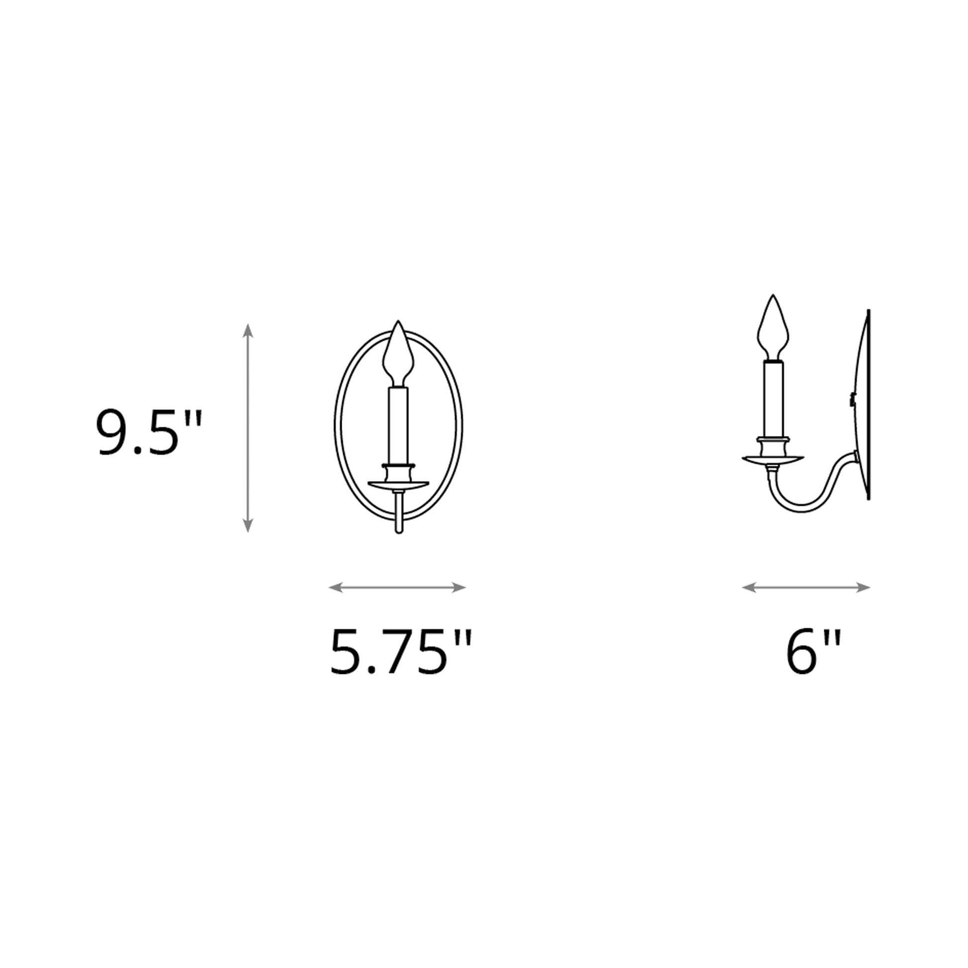Simple Lines Candle Wall Light - line drawing.