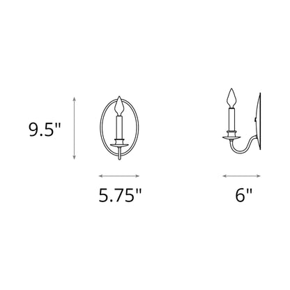 Simple Lines Candle Wall Light - line drawing.