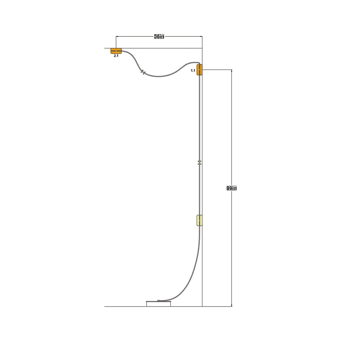 Snaps LED Floor Lamp - line drawing.