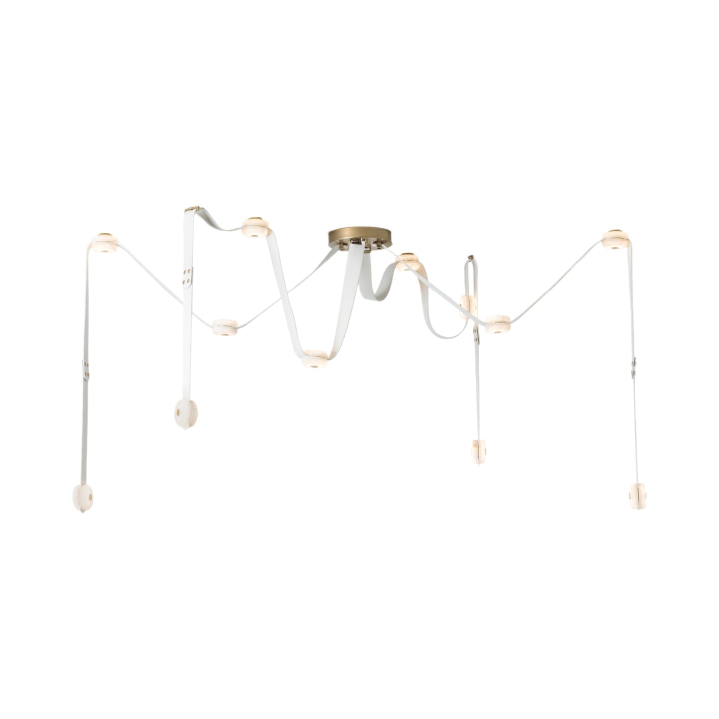Snaps LED Pendant Light in Modern Brass/Leather White (Large).