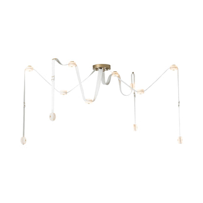 Snaps LED Pendant Light in Modern Brass/Leather White (Large).