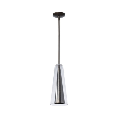 Spire Mini Pendant Light in Dark Smoke/Clear Steel.