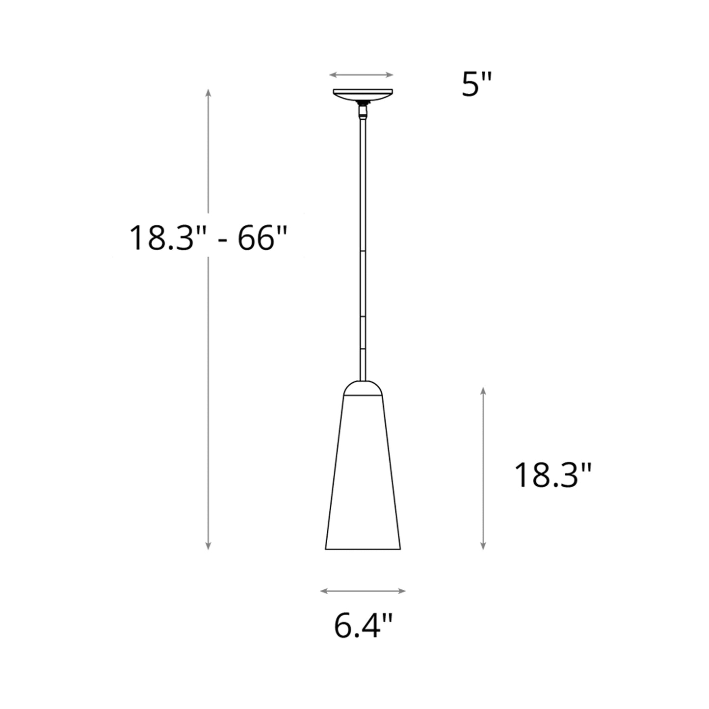 Spire Mini Pendant Light - line drawing.