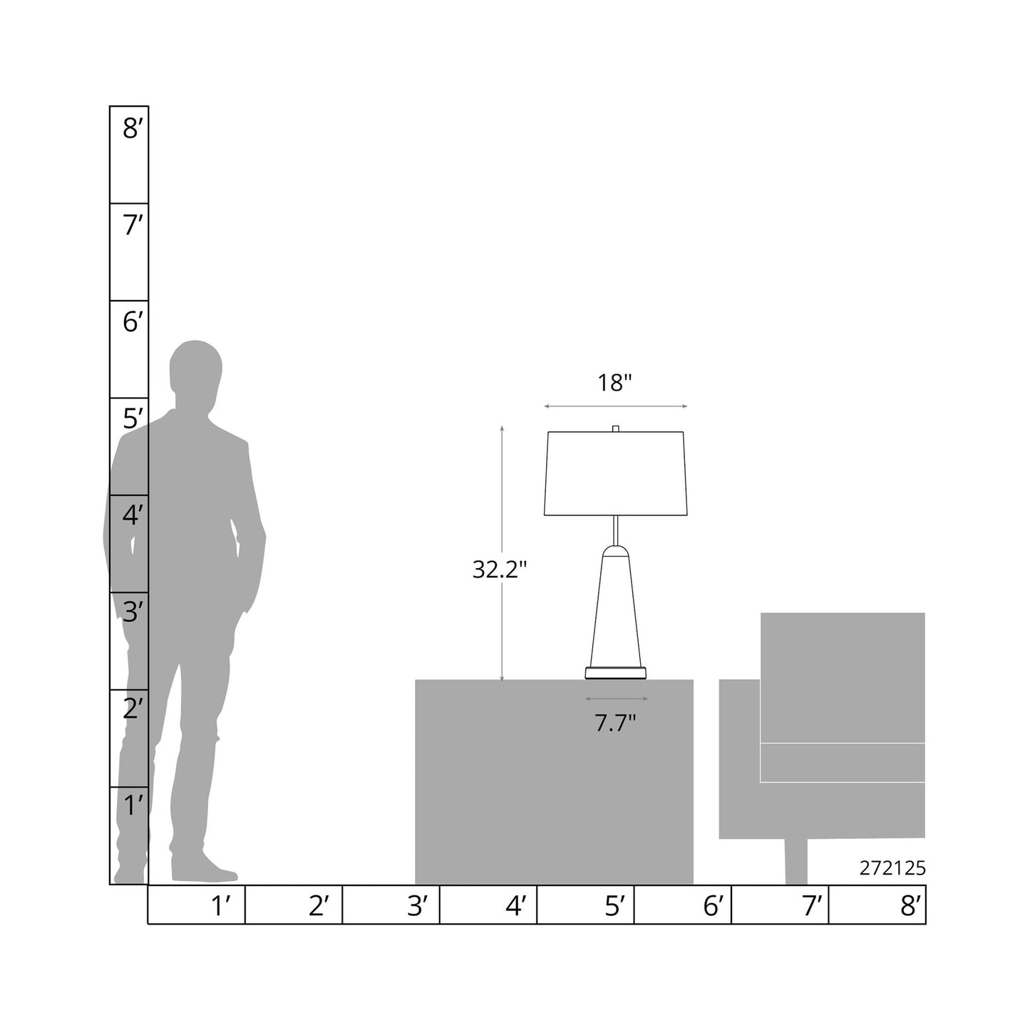 Spire Table Lamp - line drawing.