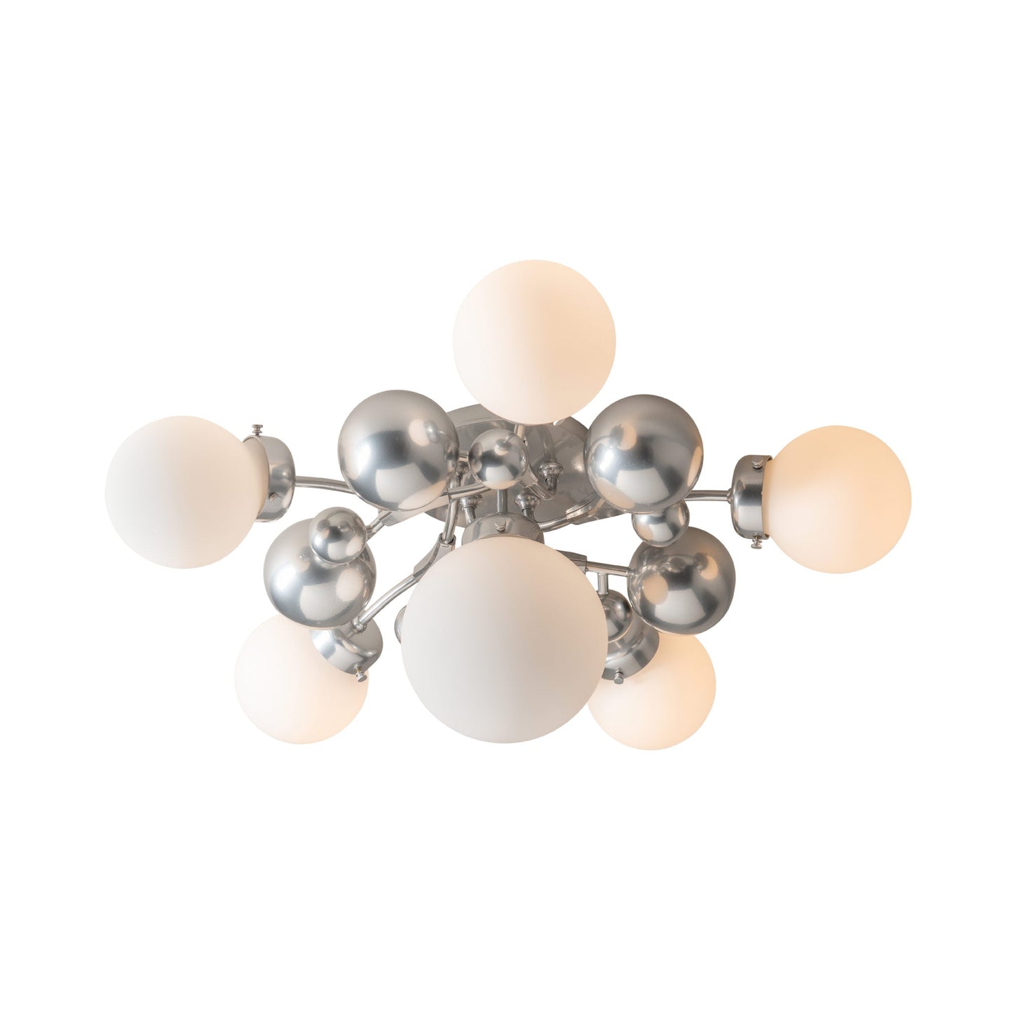 Sprig Multi-Light Semi Flush Mount Ceiling Light in Sterling (Opal Glass).