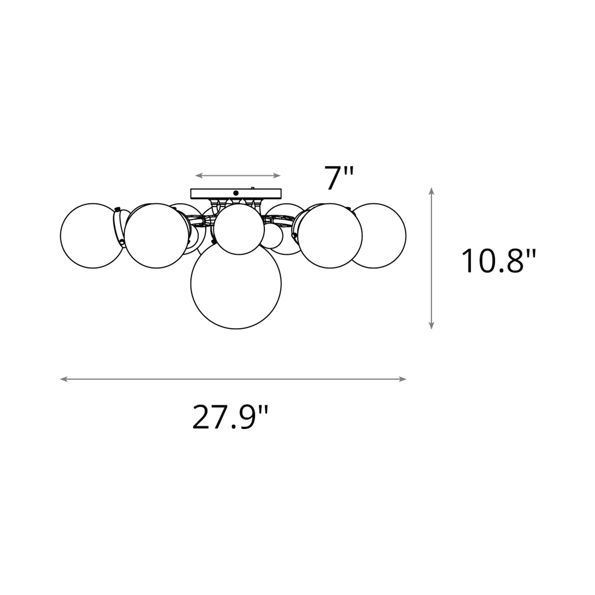Sprig Multi-Light Semi Flush Mount Ceiling Light - line drawing.