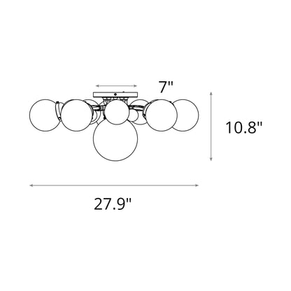 Sprig Multi-Light Semi Flush Mount Ceiling Light - line drawing.