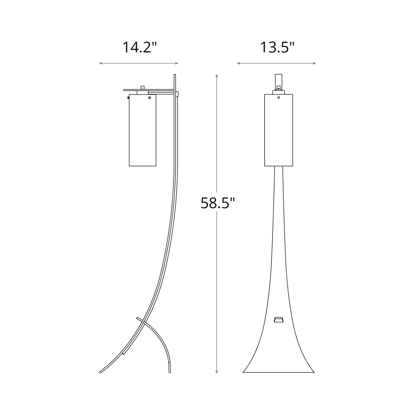 Stasis Glass Floor Lamp - line drawing.