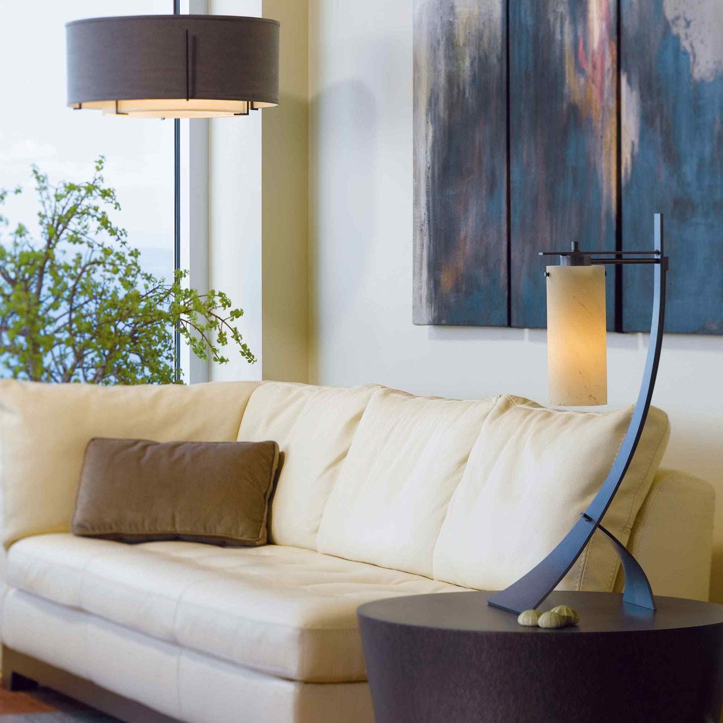 Stasis Glass Table Lamp in living room.