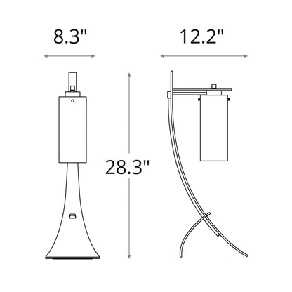 Stasis Glass Table Lamp - line drawing.