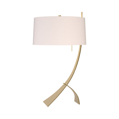 Stasis Table Lamp in Modern Brass/Flax.