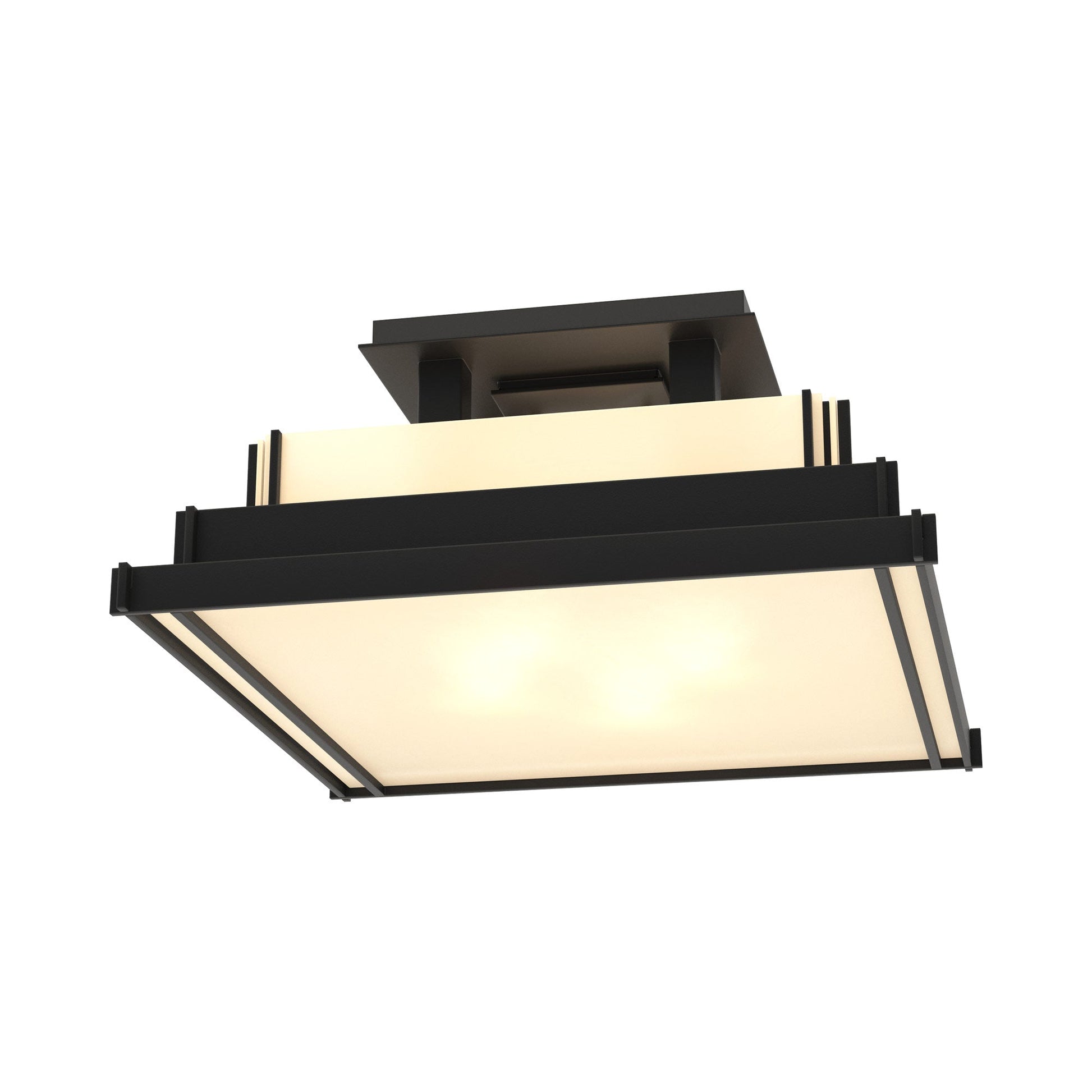 Steppe Semi Flush Mount Ceiling Light in Black/Ivory Art Glass (Small).