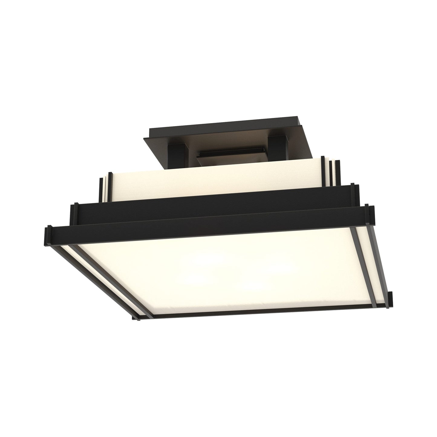 Steppe Semi Flush Mount Ceiling Light in Black/White Art Glass (Small).